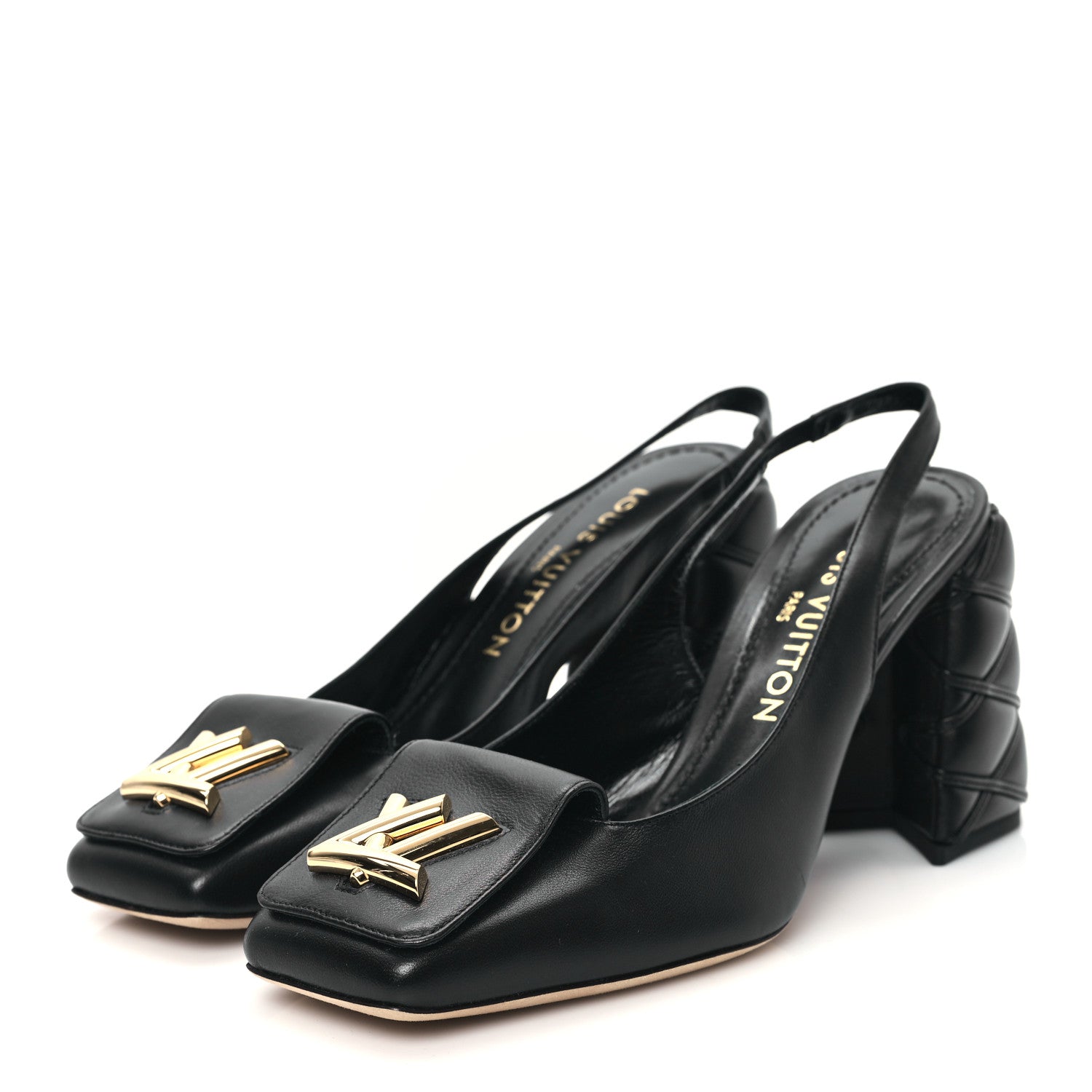 Louis Vuitton Lambskin Shake Slingback Pumps Black 1628375