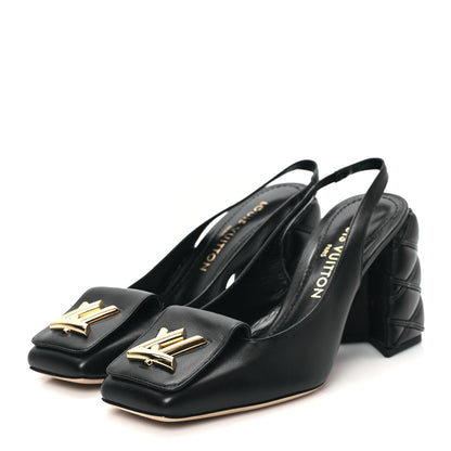 Louis Vuitton Lambskin Shake Slingback Pumps 38.5 Black 3 of 9
