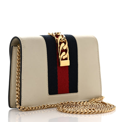 Gucci Calfskin Super Mini Sylvie Chain Shoulder Bag White 3 of 9