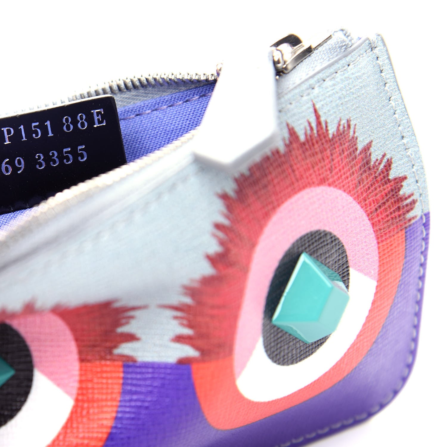 Fendi Vitello Elite Studded Hypnoteyes Coin Pouch Key Case Polvere Multicolor 7 of 8