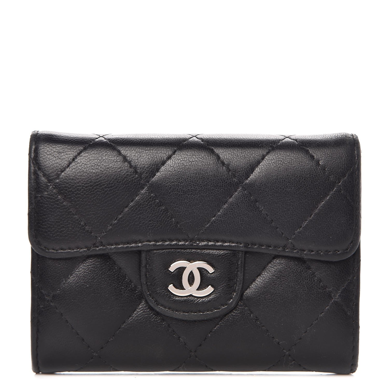 Chanel Lambskin Quilted Flap Card Holder Wallet Black 1 of 11