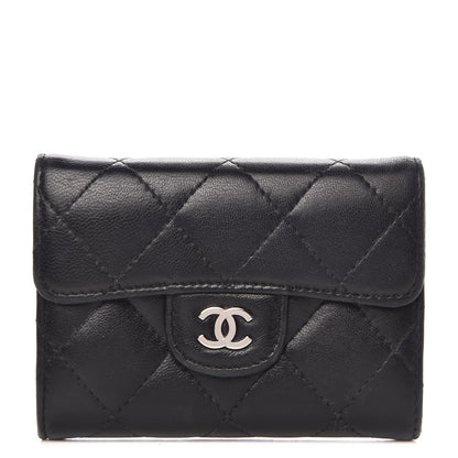 Chanel Lambskin Quilted Flap Card Holder Wallet Black 1 of 11
