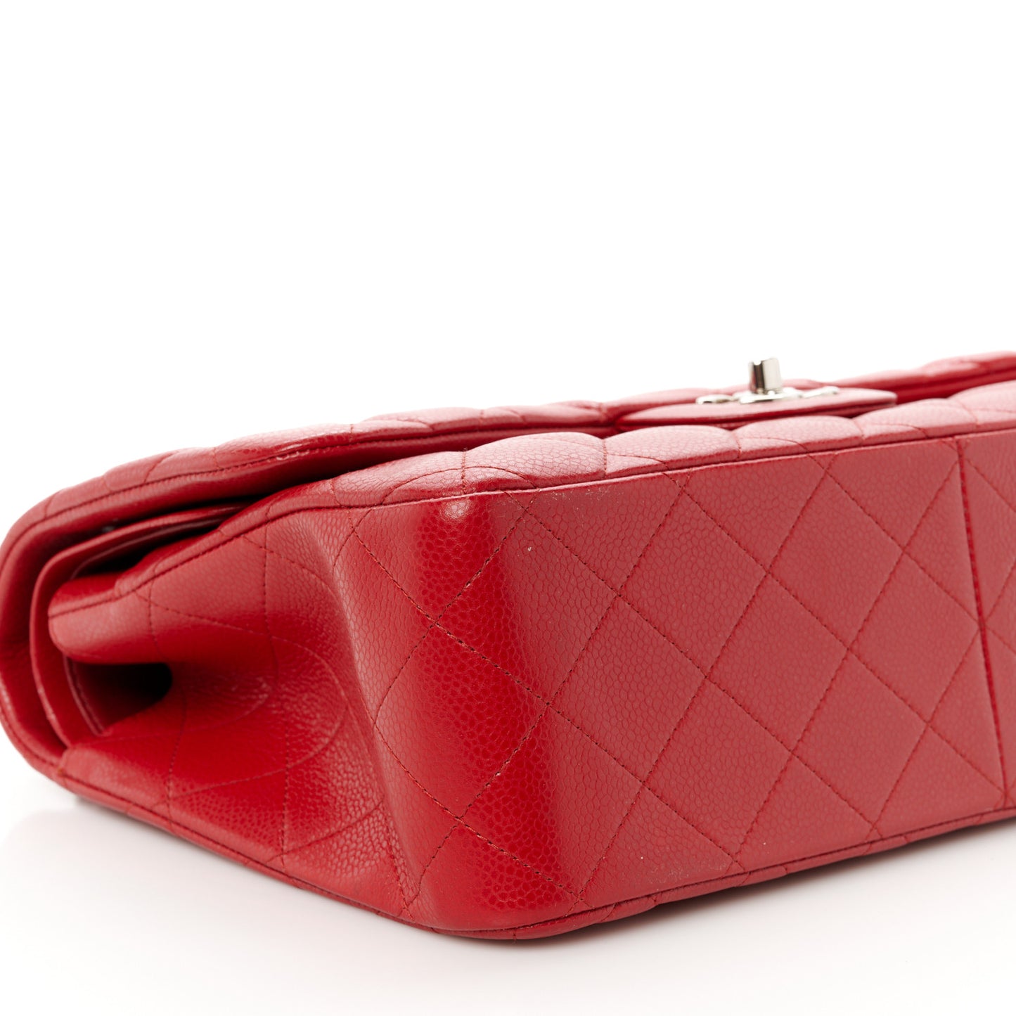 Caviar Quilted Jumbo Double Flap Red