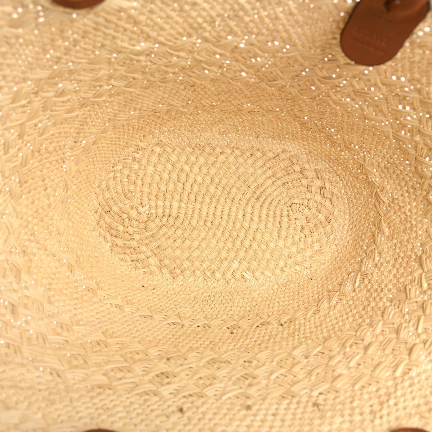 Loewe Calfskin Raffia Paulas Ibiza Medium Anagram Basket Tote Bag Natural Tan 5 of 11