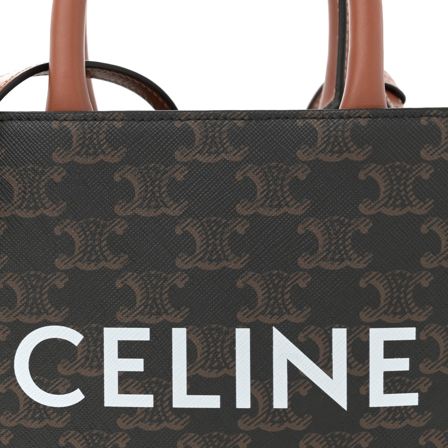 Triomphe Canvas Calfskin Mini Vertical Cabas Tan