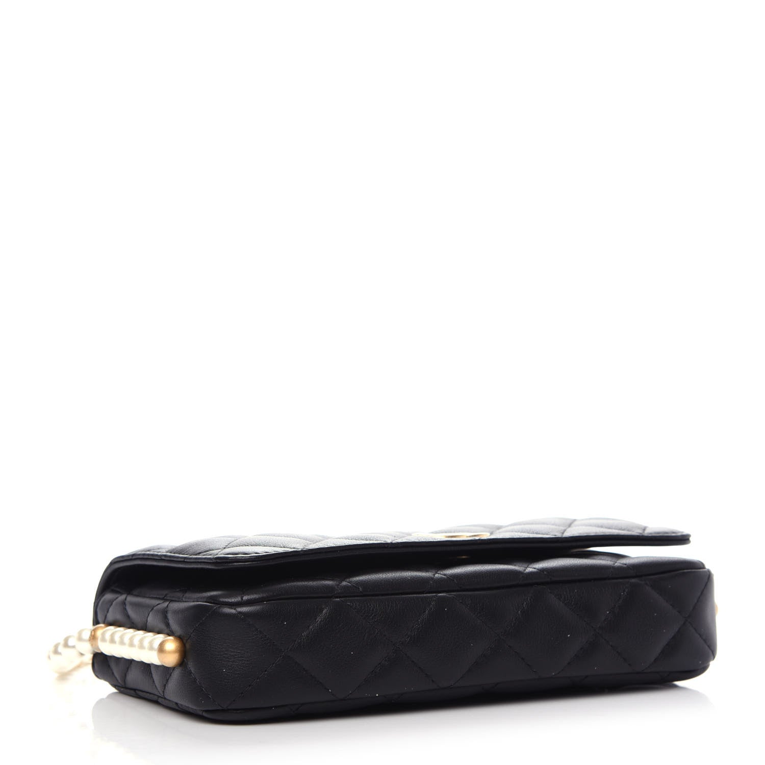 Chanel Calfskin Quilted Pearl Wallet On Chain WOC Black 7 of 19