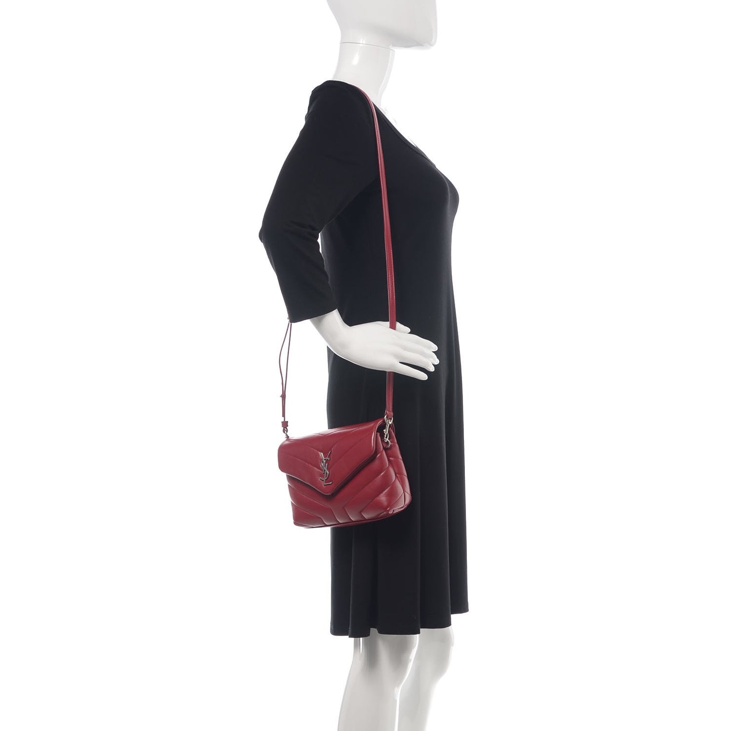Calfskin Y Quilted Monogram Toy Loulou Crossbody Bag New Lipstick Red