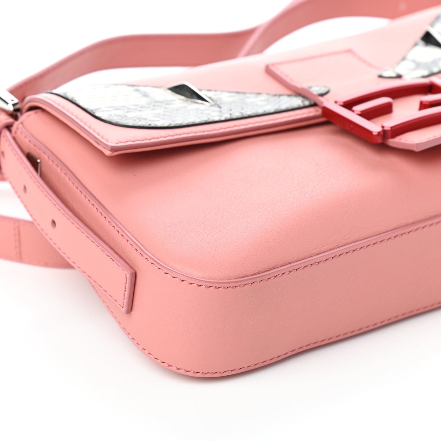 Calfskin Elaphe Monster Eyes Baguette Bois de Rose Naturale