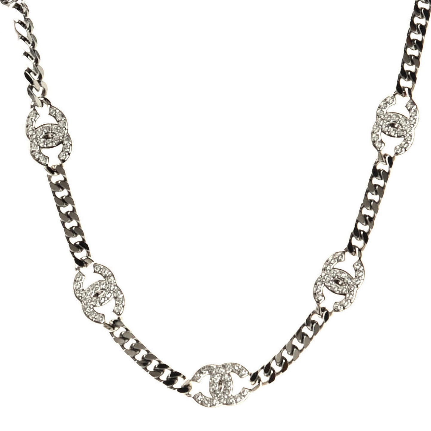 Ruthenium Crystal Chain CC Choker Silver