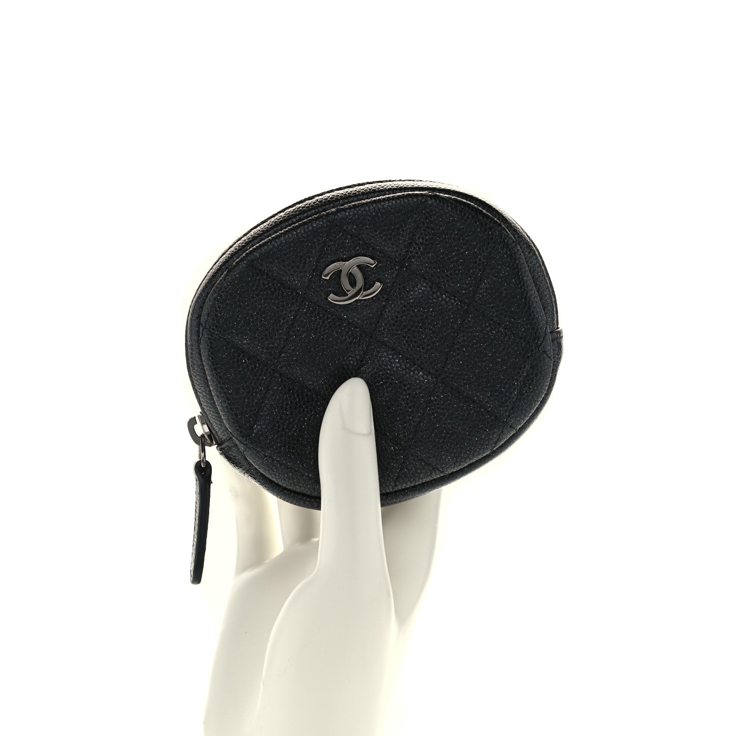 Chanel Iridescent Caviar Quilted Zip Around Classic Coin Purse Black 2 of 9