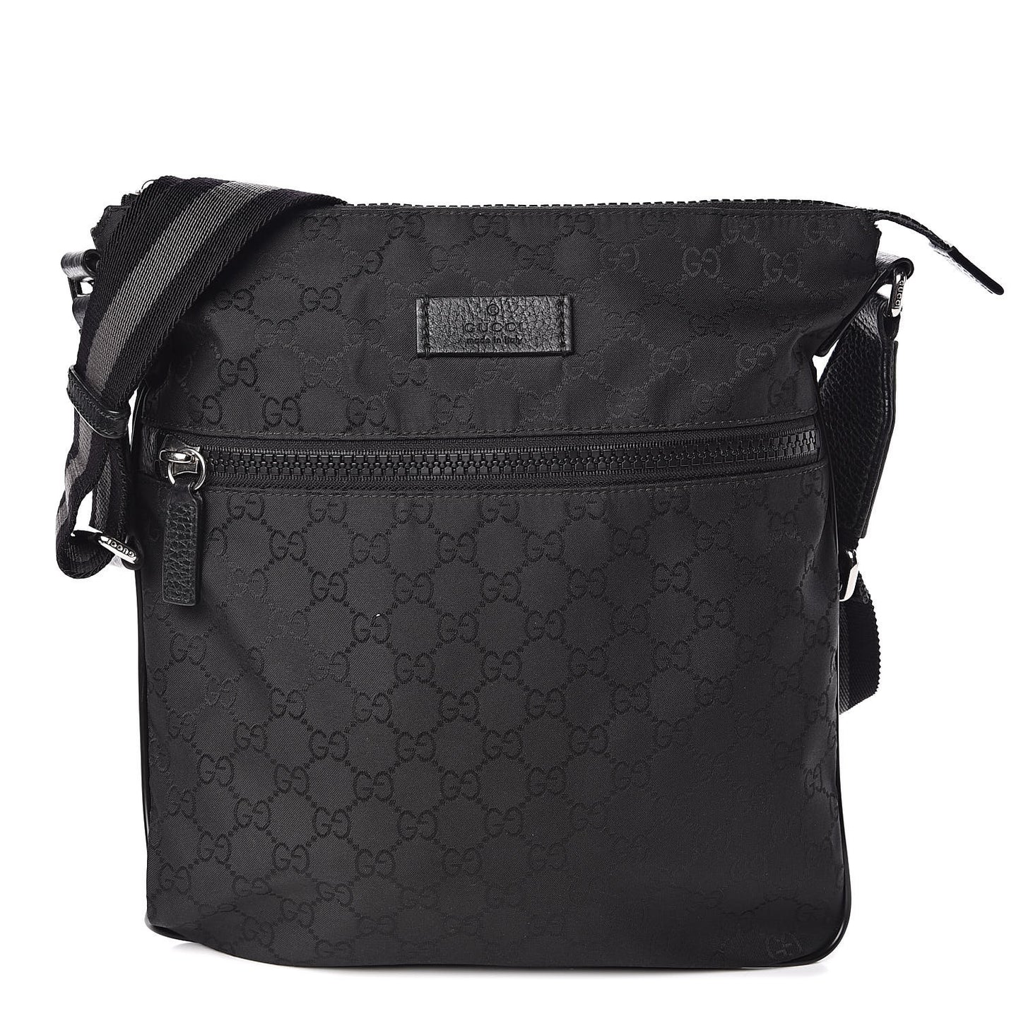 Nylon Monogram Small Flat Messenger Bag Black