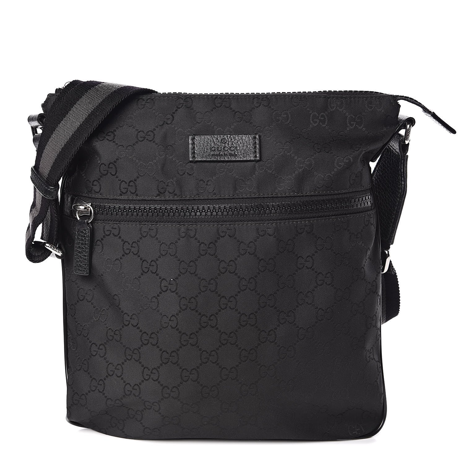 Gucci Nylon Monogram Small Flat Messenger Bag Black 1 of 10