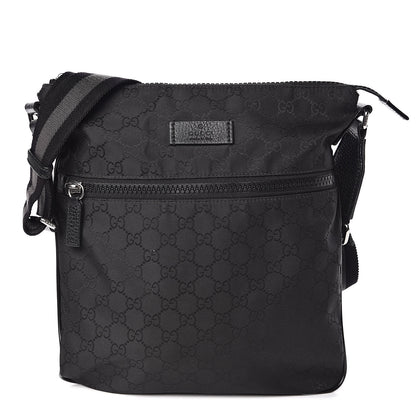 Gucci Nylon Monogram Small Flat Messenger Bag Black 1 of 10