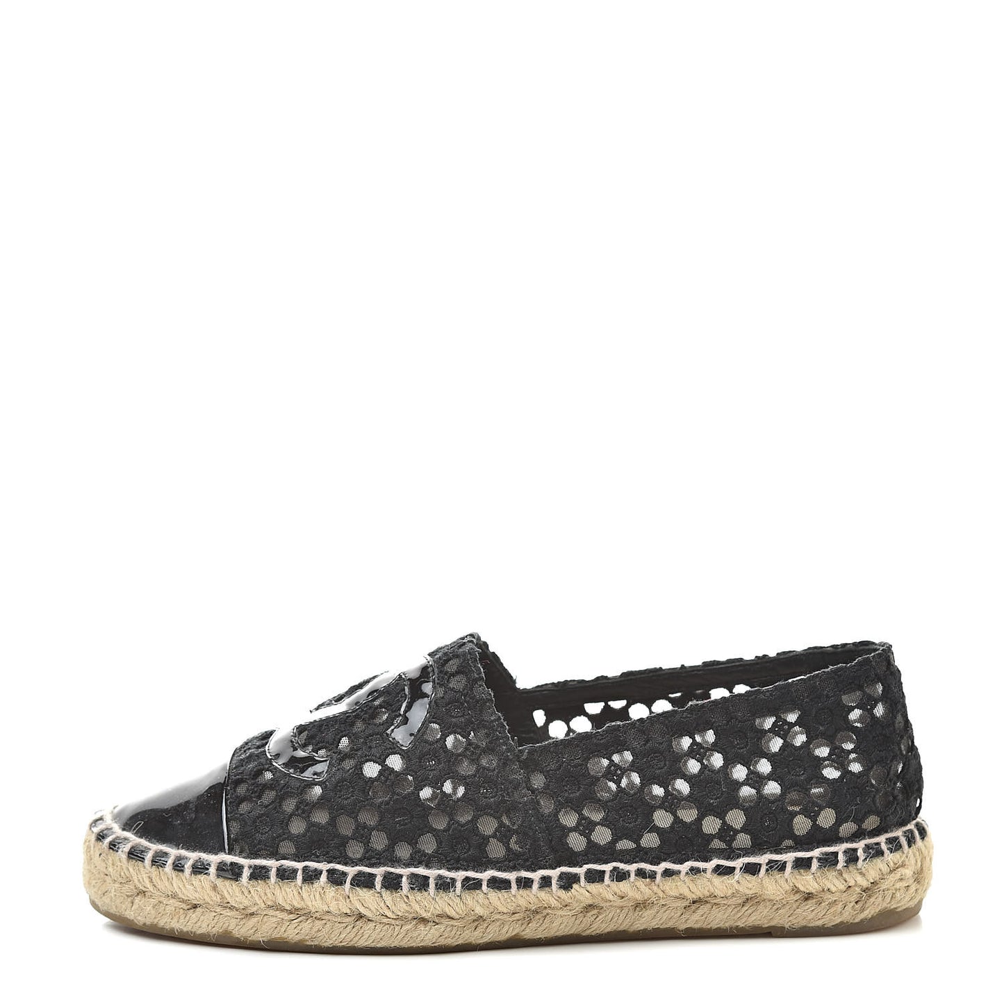 Lace Patent CC Espadrilles 37 Black
