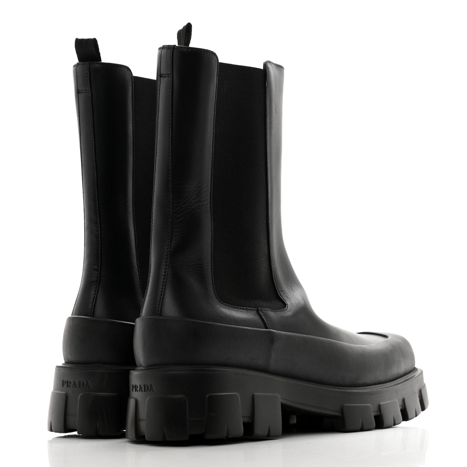 Prada Spazzolato Rois Monolith Chelsea 55mm Tall Boots 8 Black 4 of 9