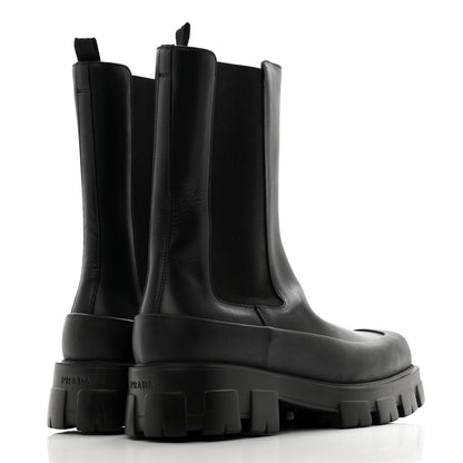 Prada Spazzolato Rois Monolith Chelsea 55mm Tall Boots 8 Black 4 of 9
