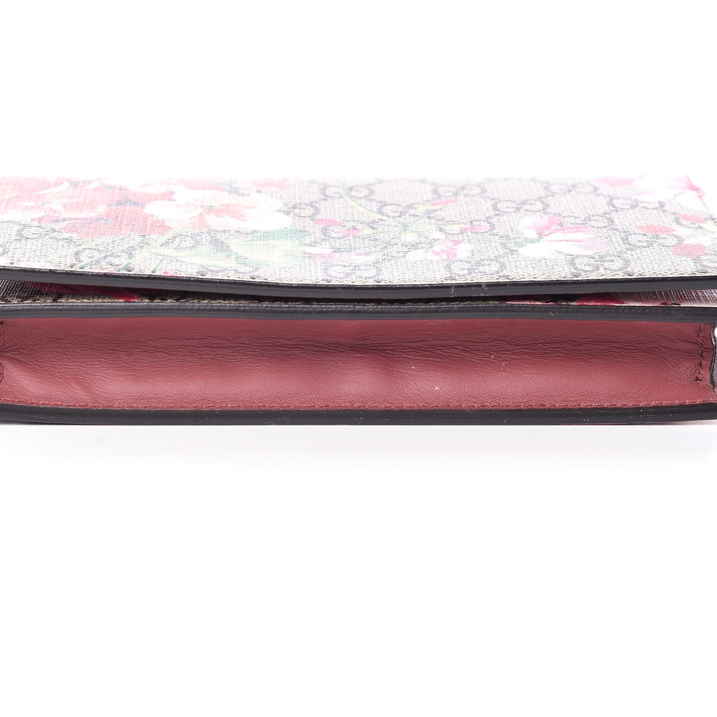 GG Supreme Monogram Blooms Chain Wallet Beige Multicolor Dry Rose