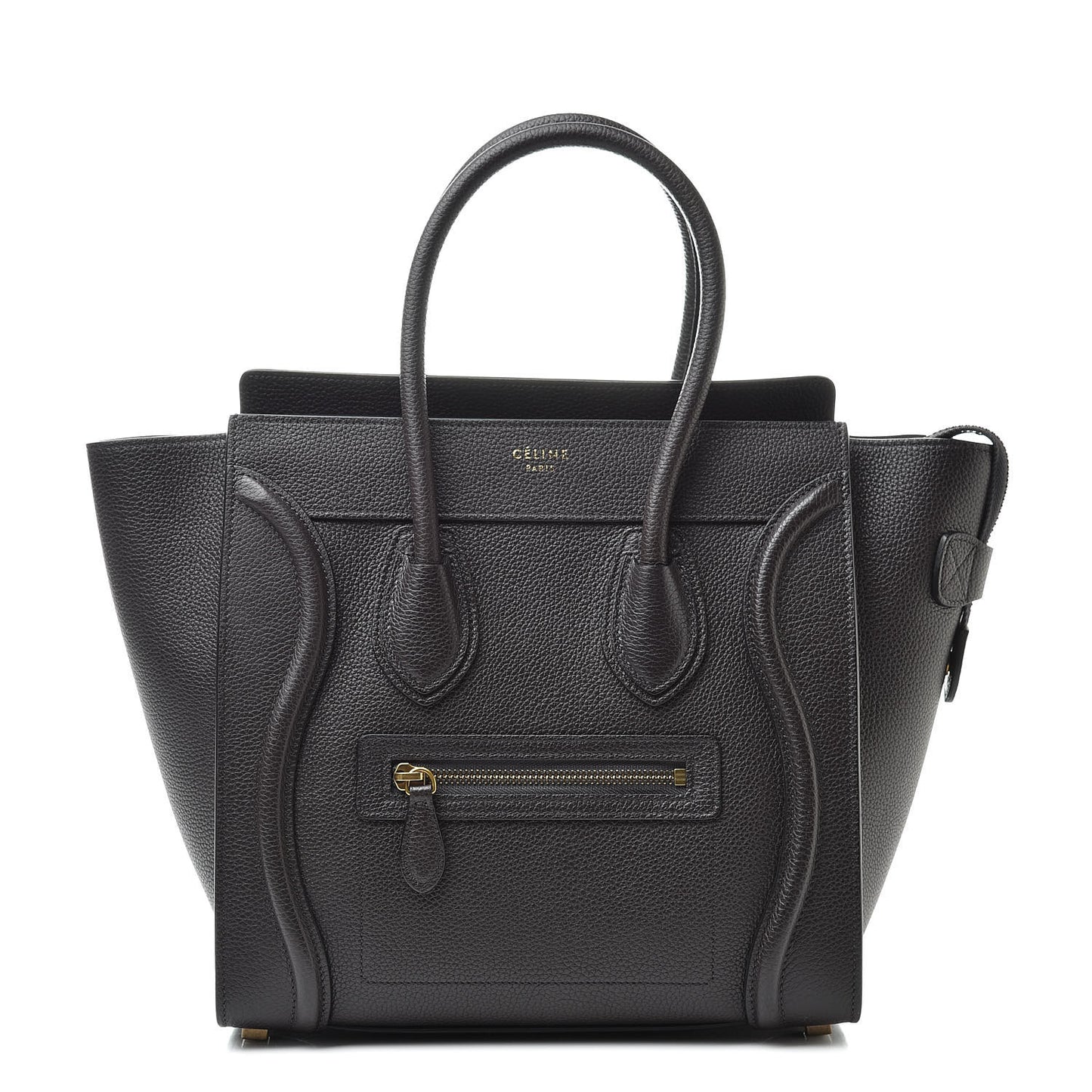 Drummed Calfskin Micro Luggage Dark Taupe