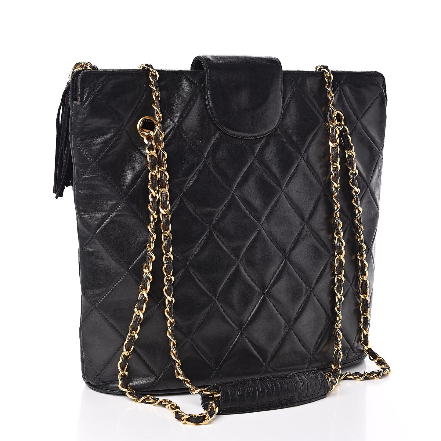 Lambskin Quilted Shoulder Bag Black