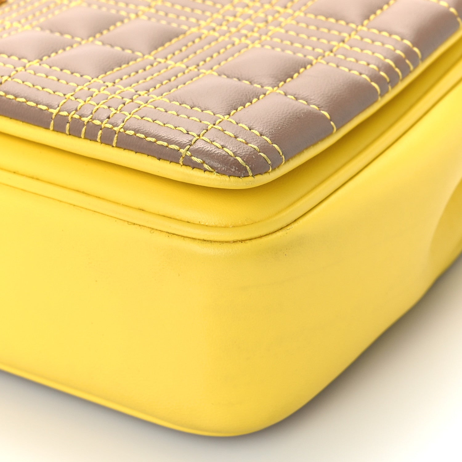 Burberry Lambskin Quilted Small Lola Tri-Color Bag Deep Saffron White Beige 9 of 11