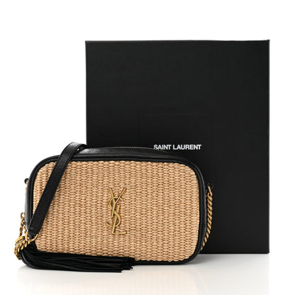 Saint Laurent Raffia Canvas Monogram Mini Lou Camera Bag Beige Black 13 of 13