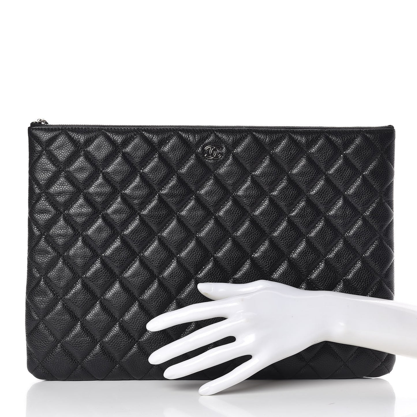 Caviar Quilted Large Cosmetic Case Black