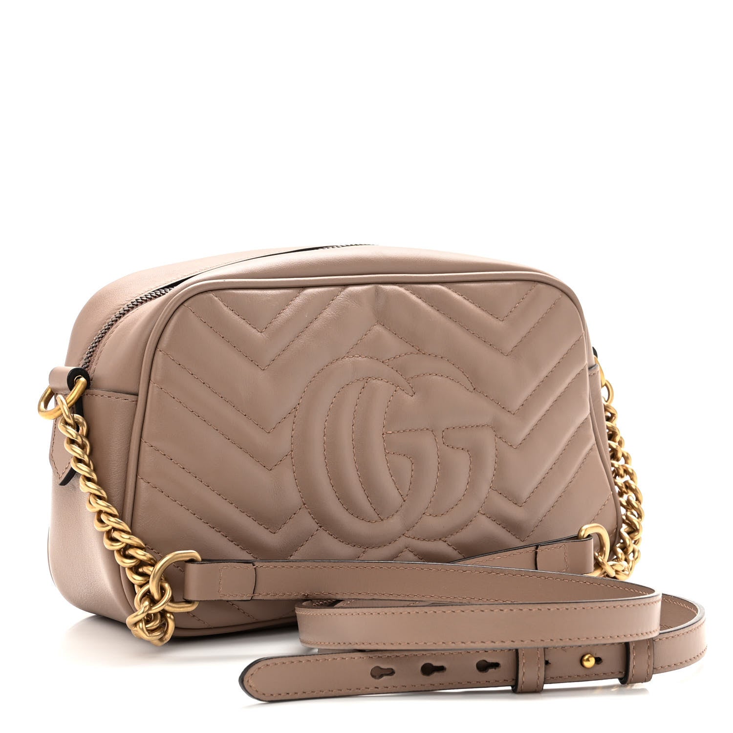 Gucci Calfskin Matelasse Small GG Marmont Chain Shoulder Bag Porcelain Rose 3 of 10