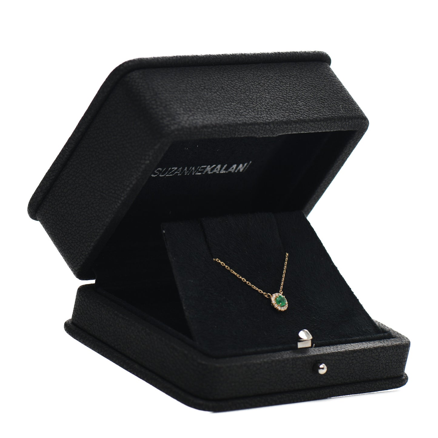 18K Yellow Gold Diamond Emerald Pendant Necklace
