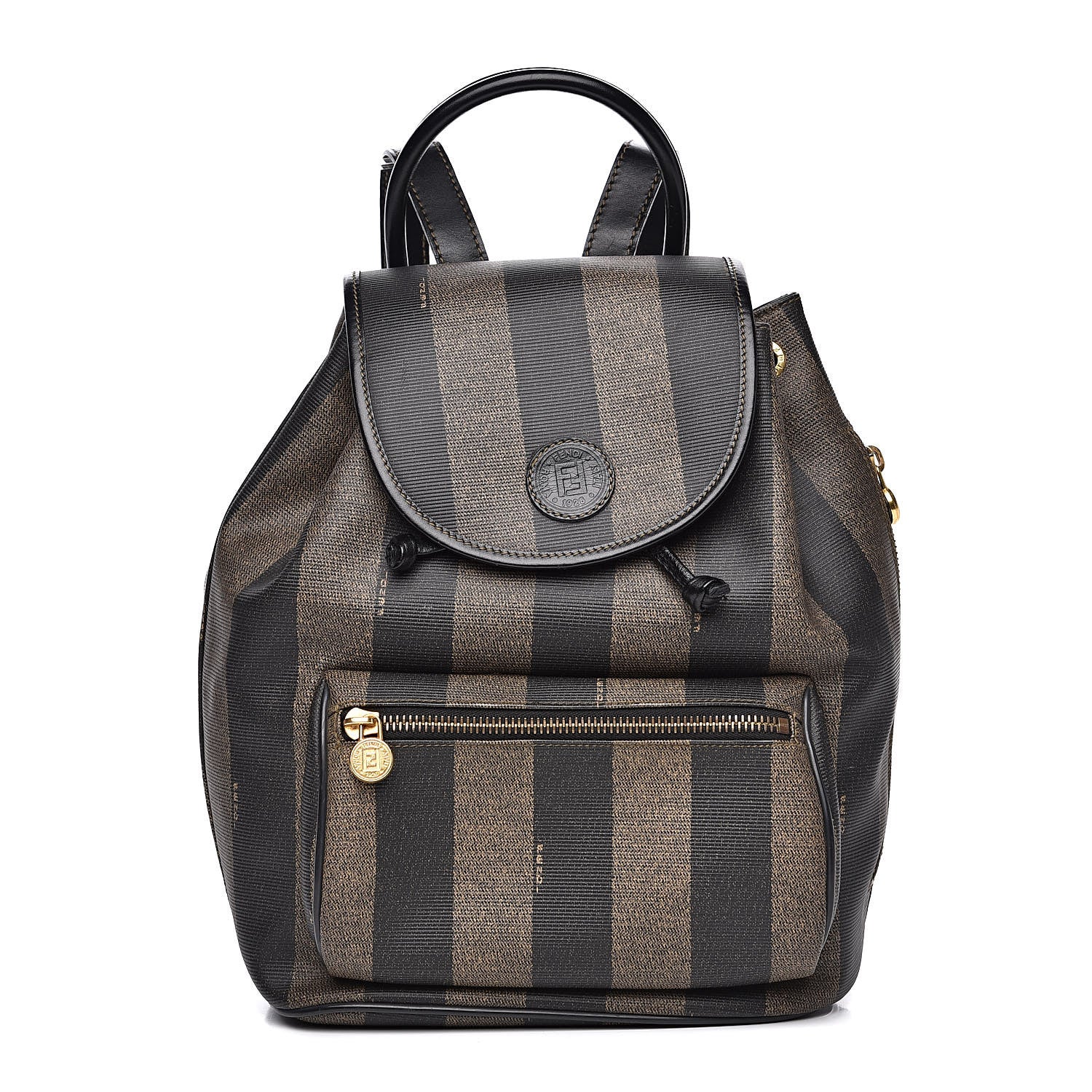 Fendi Coated Canvas Pequin Drawstring Backpack Tobacco 1 of 10