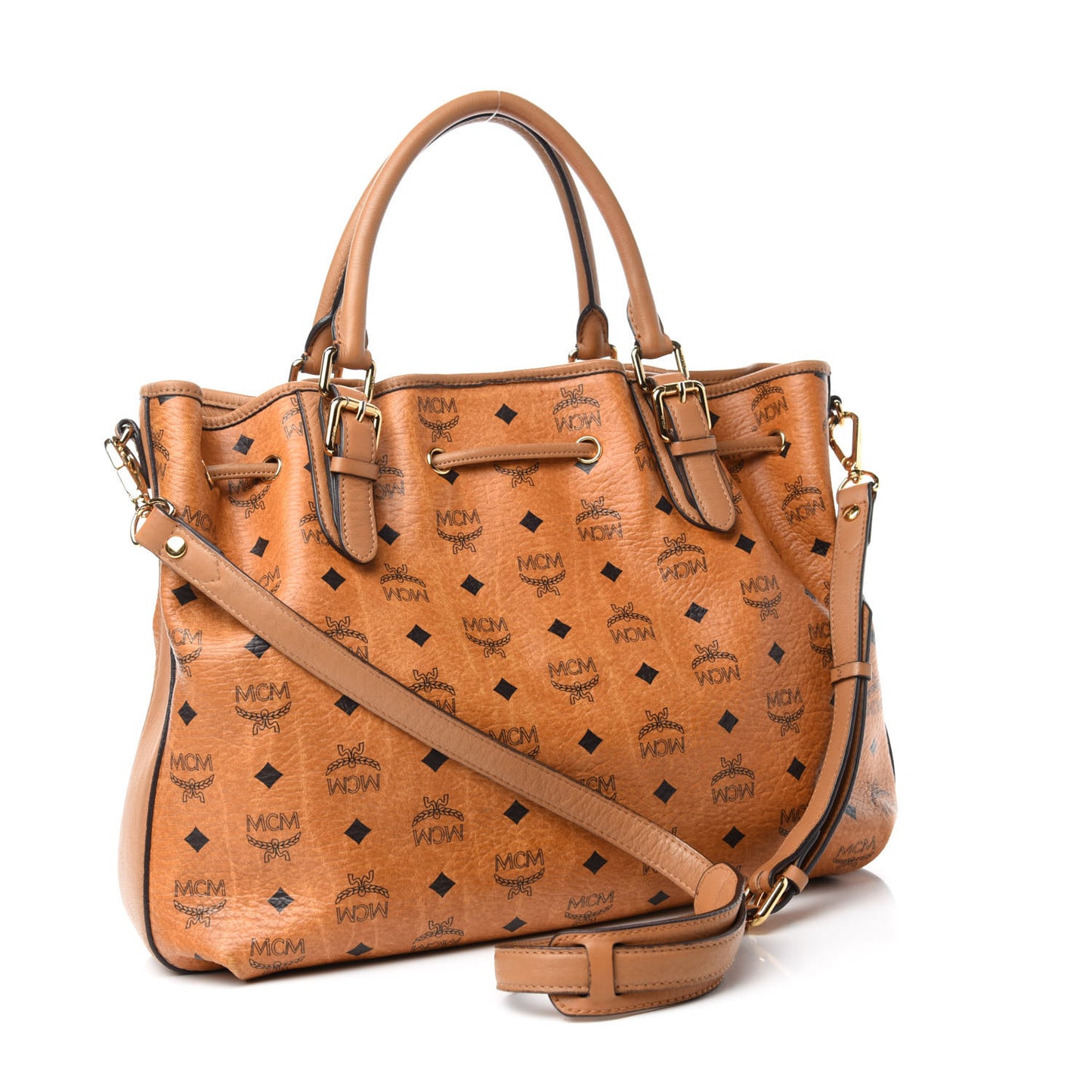 Visetos Medium Drawstring Shopper Cognac