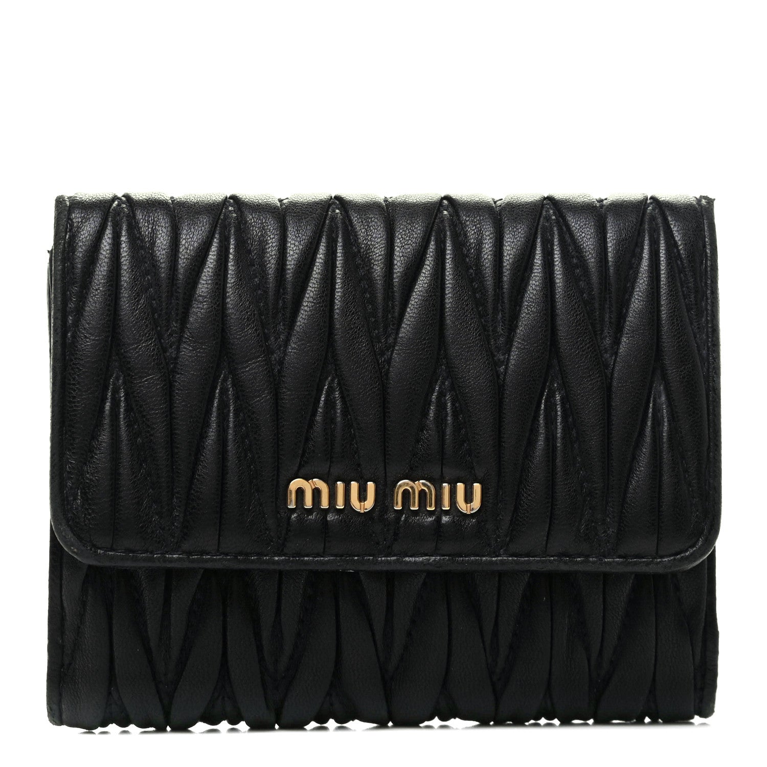 Miu Miu Nappa Matelasse Lux Flap Wallet Black 1 of 7