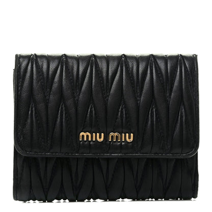 Miu Miu Nappa Matelasse Lux Flap Wallet Black 1 of 7