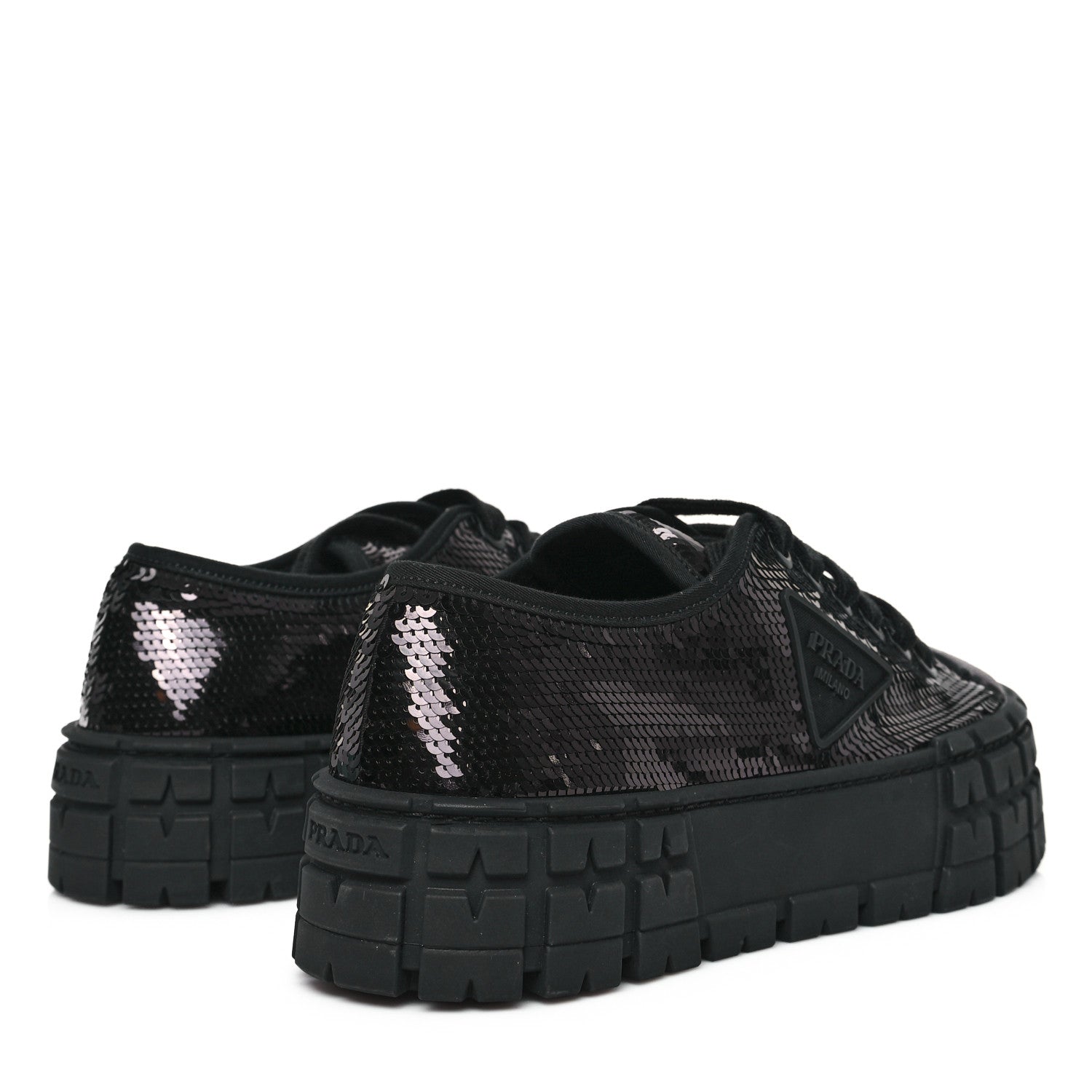 Prada Paillettes Triangle Logo Double Wheel 50mm Sneakers 39 Black 5 of 10