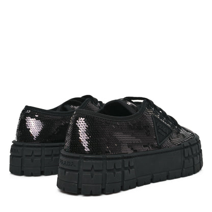 Prada Paillettes Triangle Logo Double Wheel 50mm Sneakers 39 Black 5 of 10