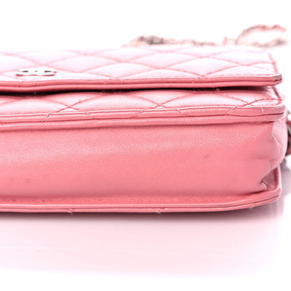 Chanel Lambskin Quilted Wallet on Chain WOC Pink 13 of 14