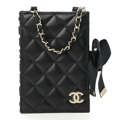 Chanel Lambskin Quilted Book Card Holder on Chain Black 1 of 9