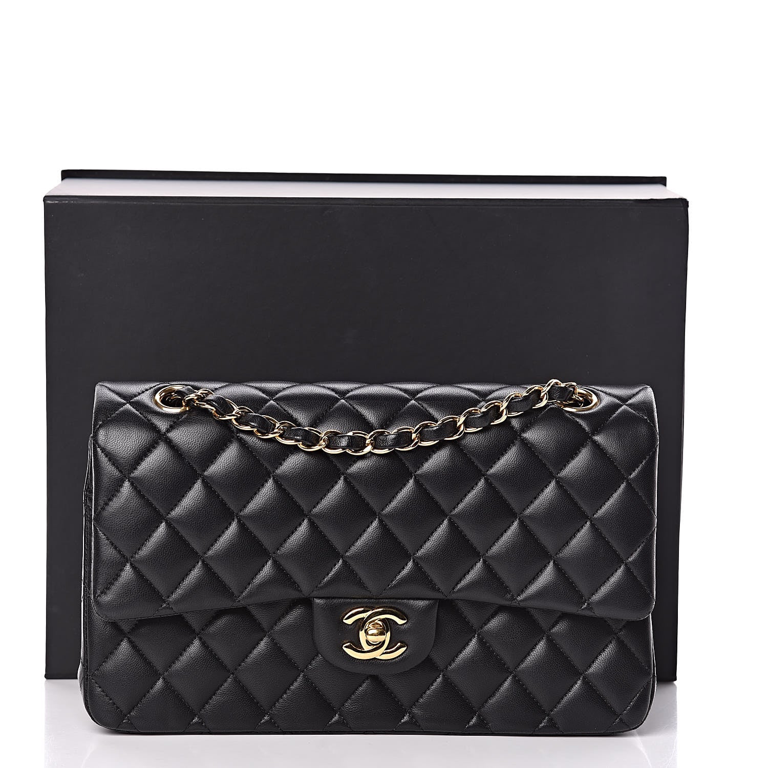 Chanel Lambskin Quilted Medium Double Flap Black 16 of 16