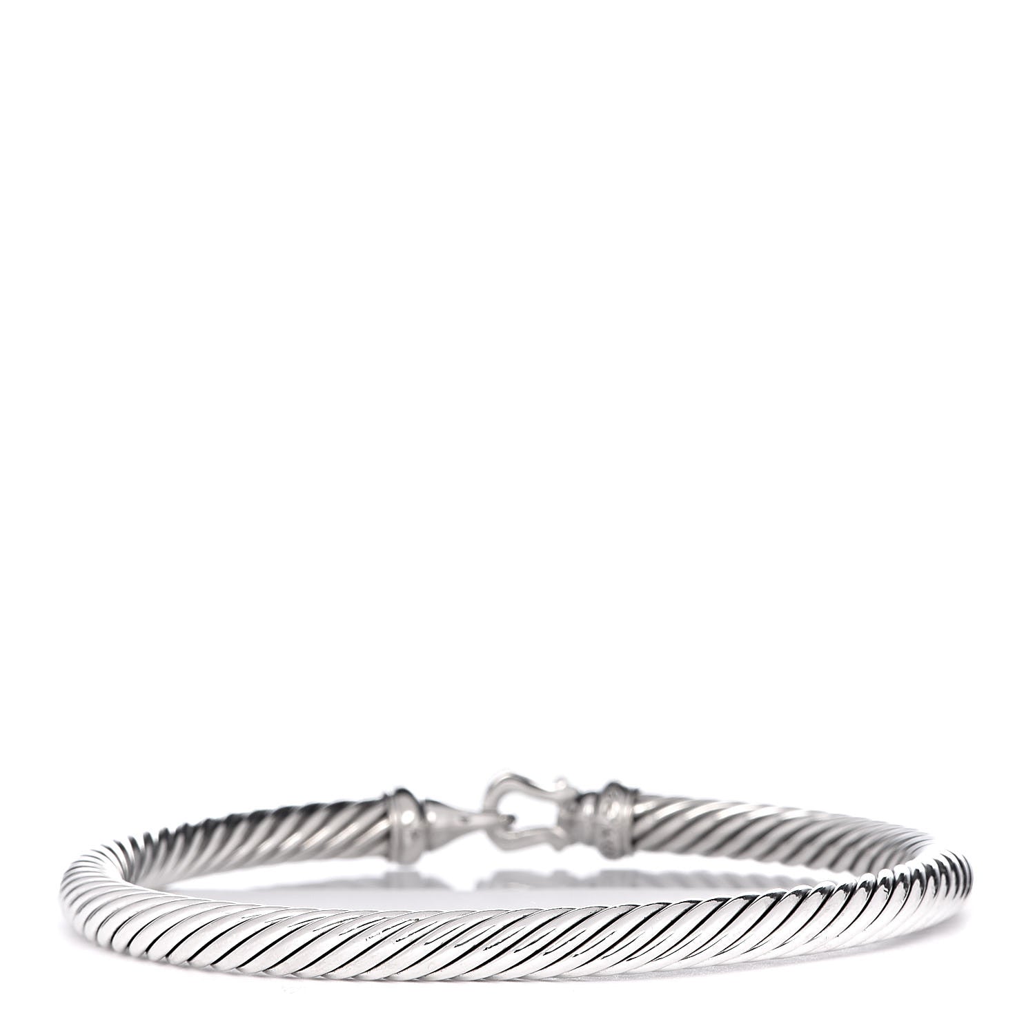 David Yurman Sterling Silver Diamond 5mm Cable Buckle Bracelet 3 of 5