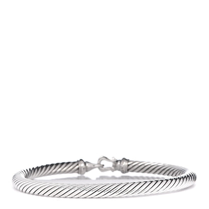 David Yurman Sterling Silver Diamond 5mm Cable Buckle Bracelet 3 of 5