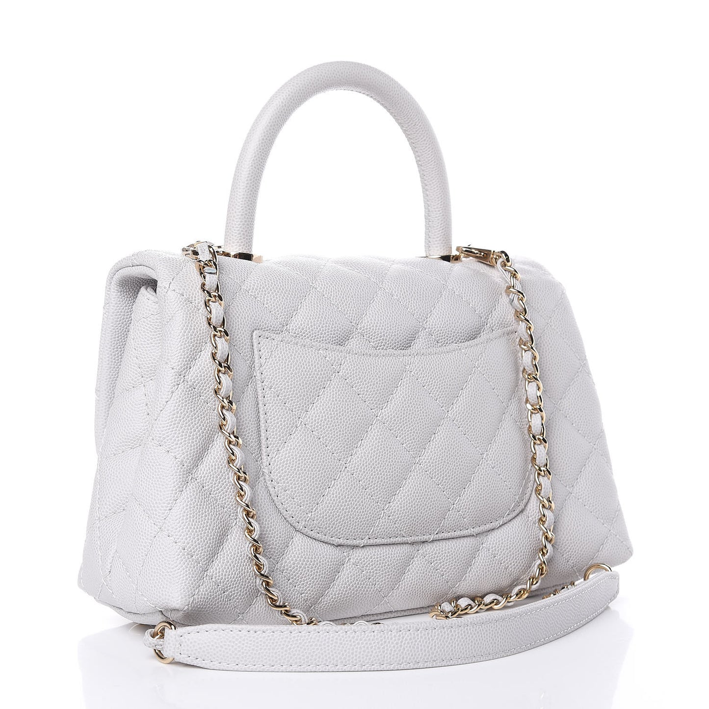 Caviar Quilted Mini Coco Handle Flap Light Grey