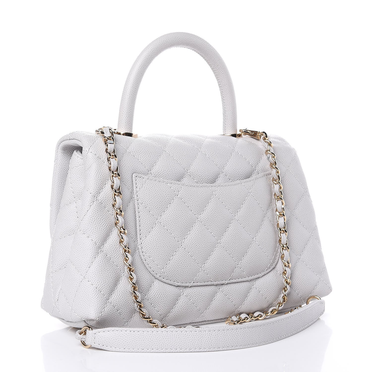 Chanel Caviar Quilted Mini Coco Handle Flap Light Grey 3 of 10