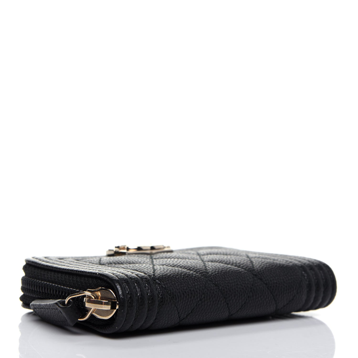 Chanel Caviar Quilted Boy Zip Around Coin Purse Wallet Black 4 of 11