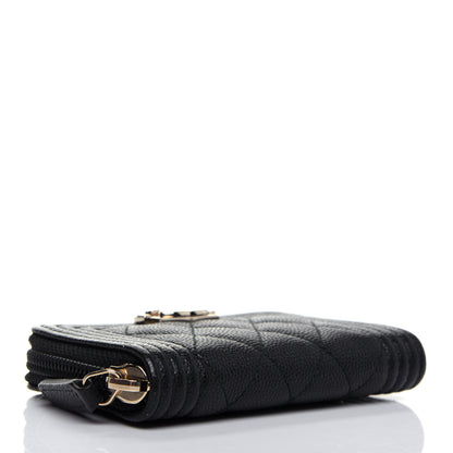 Chanel Caviar Quilted Boy Zip Around Coin Purse Wallet Black 4 of 11