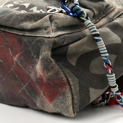 Chanel Graffiti Printed Canvas Medium Backpack Black 9 of 11