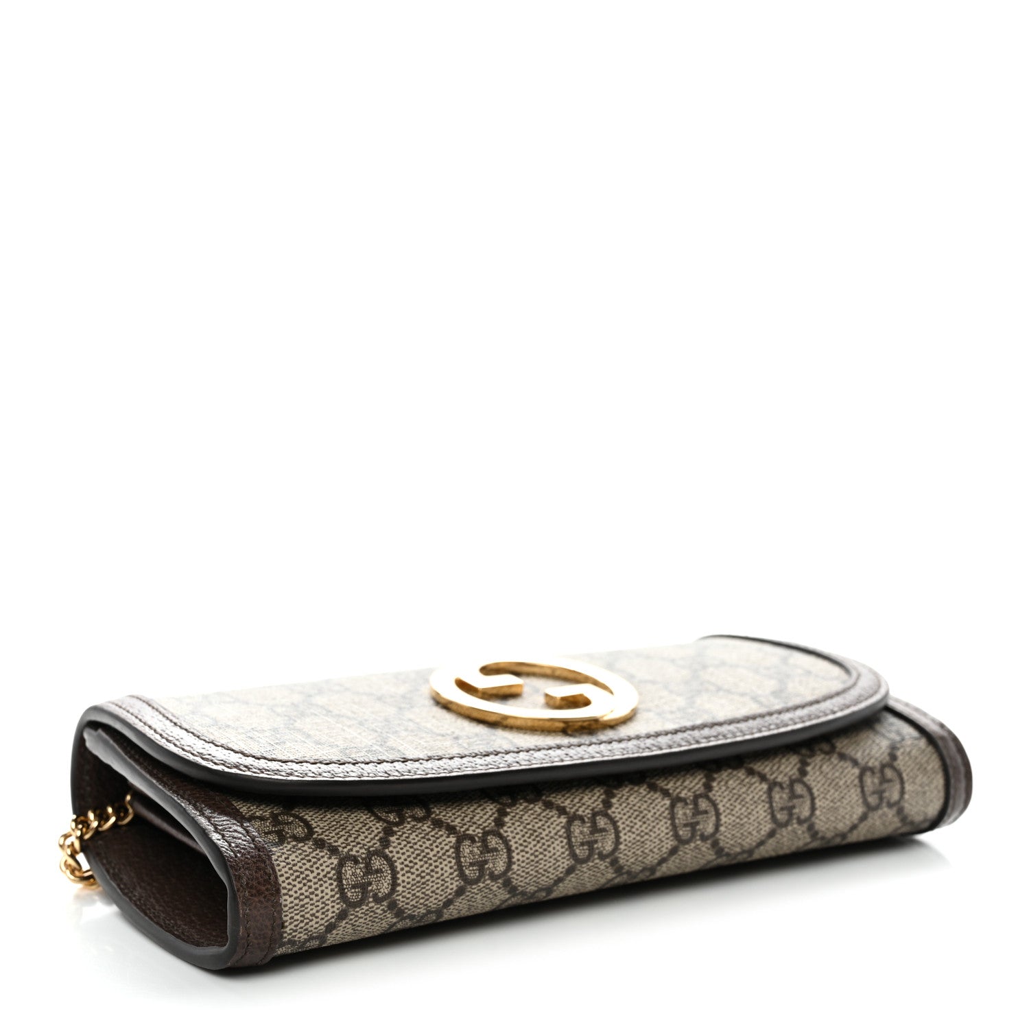 Gucci GG Supreme Monogram Textured Dollar Calfskin Blondie Continental Chain Wallet Beige Ebony New Acero 4 of 12