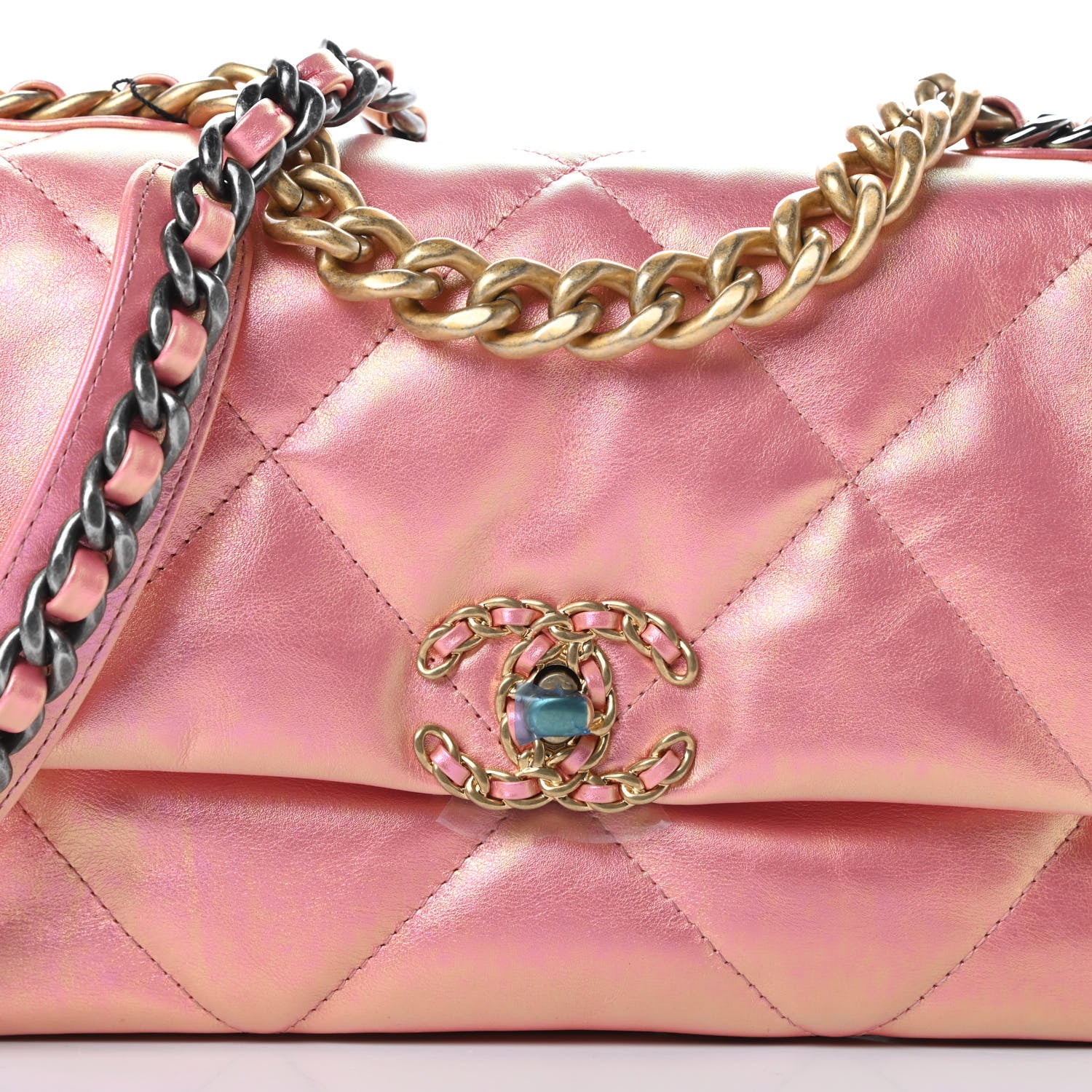 Chanel Iridescent Calfskin Quilted Medium 19 Flap Pink 8 of 10