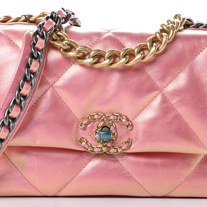 Chanel Iridescent Calfskin Quilted Medium 19 Flap Pink 8 of 10