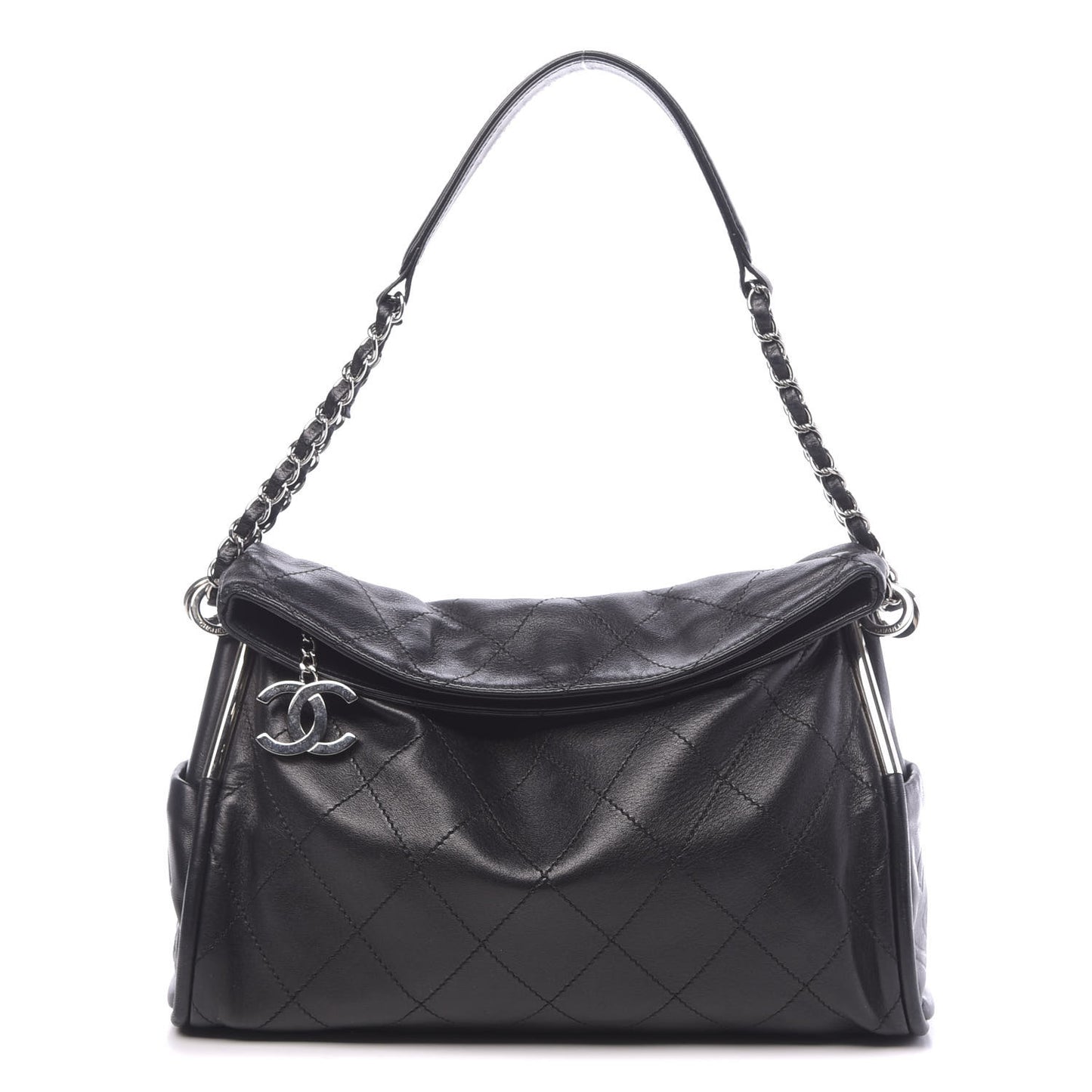 Lambskin Stitched Medium Ultimate Soft Tote Black