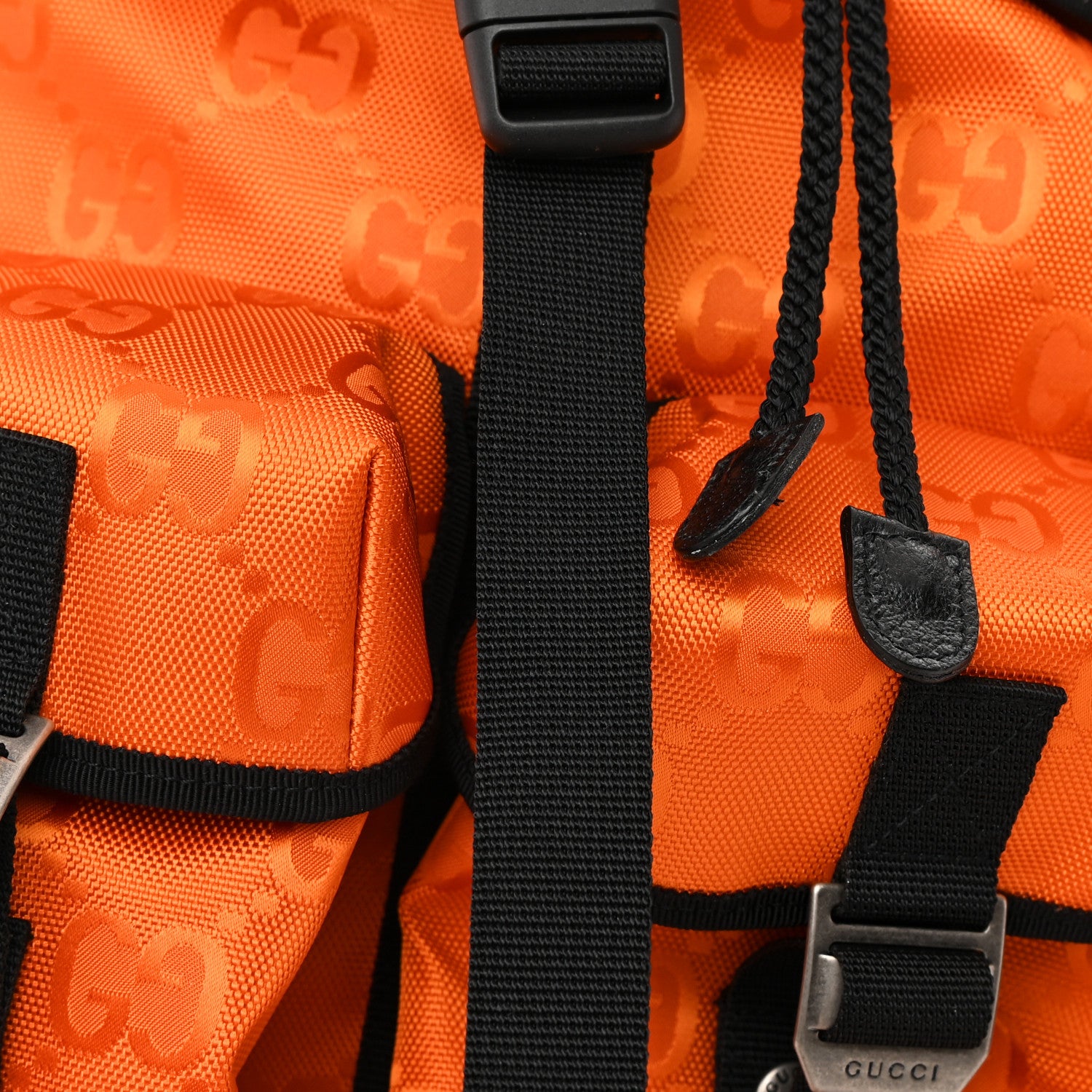 Gucci Econyl Nylon Monogram Off The Grid Utility Pocket Backpack Carrot Orange Black 12 of 16