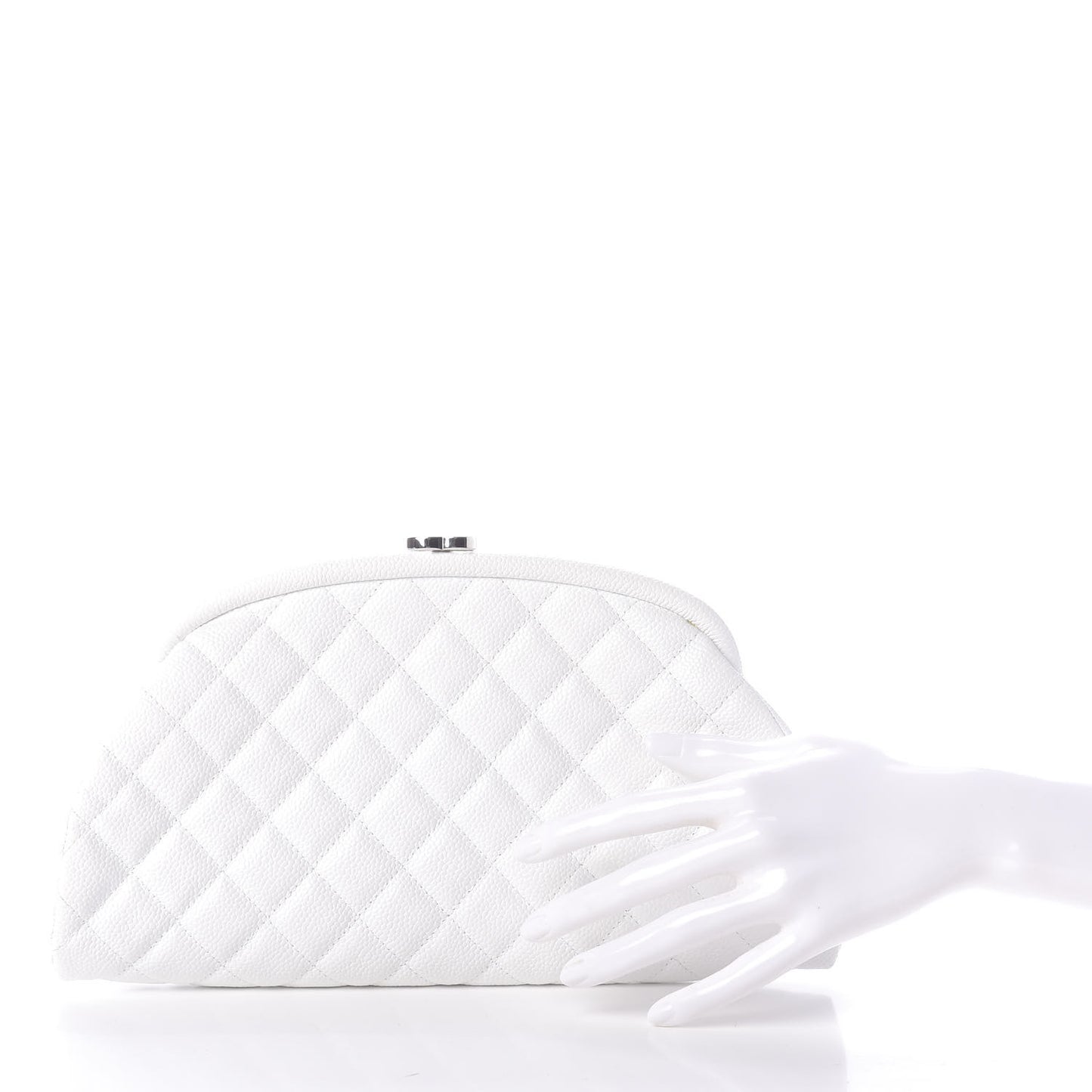 Caviar Quilted Timeless Clutch White